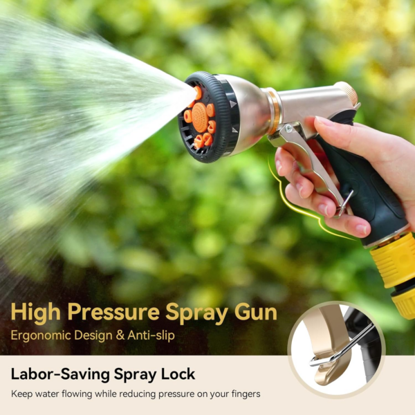 Hose Pipe Spray Gun, Heavy Metal Garden Hose Spray Gun with 9 Patterns, High Pressure Sprayer with Non-Slip Grip - Image 4