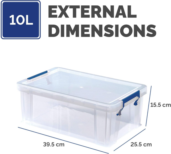 BOX 10L Plastic Storage Boxes with Lids. ProStore Super Strong Plastic Storage Boxes (14 x 34 x 21.5cm), - Image 7