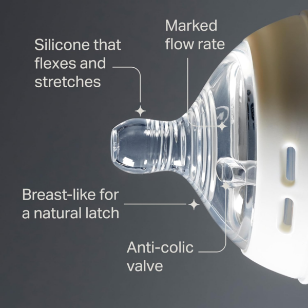 Natural Start Baby Bottle Teats, Fast Flow, 6+ Months, Breast-Like for a Natural Latch, Anti-colic Valve, Soft Silicone, Pack of 2 - Image 6