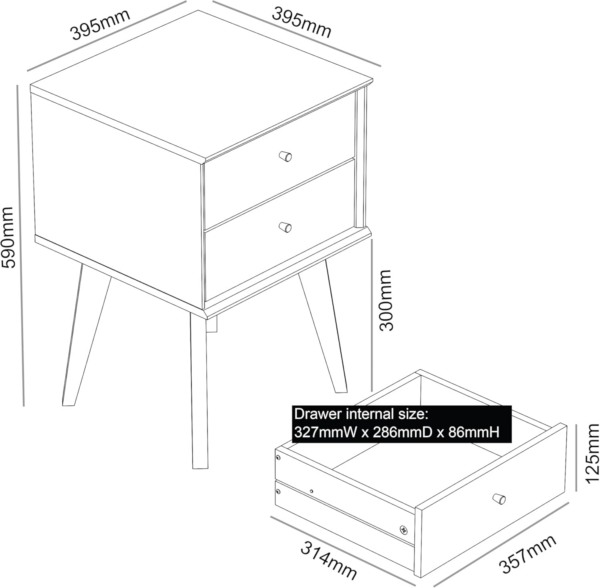 2pcs Bedside Table - Stylish 2 Drawer Bedside - Side Table with Storage - Storage Cabinet for Hallway - Image 5