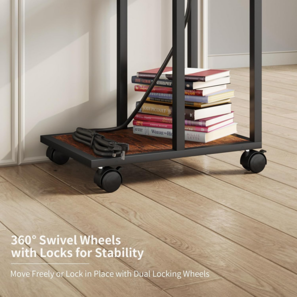 C Shaped End Table - C Table on Wheels - Bedside Table with Wheels, Power Outlet and USB - Sofa Charging Table for Living Room - Image 3