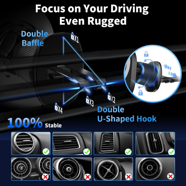 Mag-safe Car Charger Mount,15W Fast Charging,20xN55 Magnets,Car Phone Holder Wireless Charger Wireless Car Charger Magnetic Phone Holder for iPhone 16/15/14/13/12/Pro/Plus/Max Samsung Galaxy S Series - Image 5