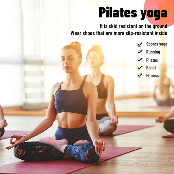 Yoga Socks - 2 Pairs Pilates Socks Non-Slip Grip Yoga socks with Straps Ideal for Pilates, Fitness, Barre, Ballet, Barefoot Workout, Dance - Image 5