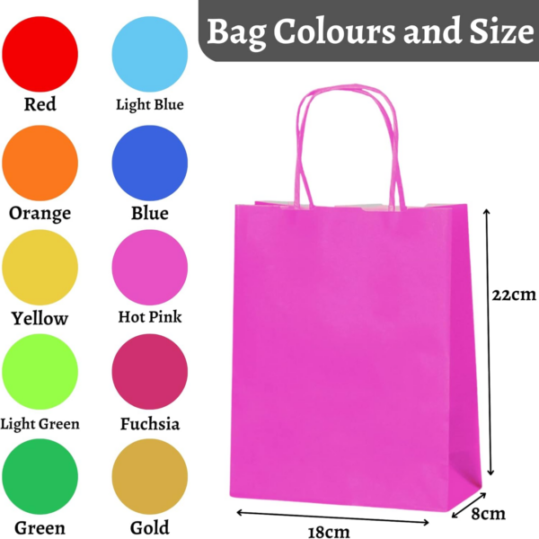10 Rainbow Small Paper Party Bags, Gift, Crafts & Sweet Bags with Twist Handles - Image 5