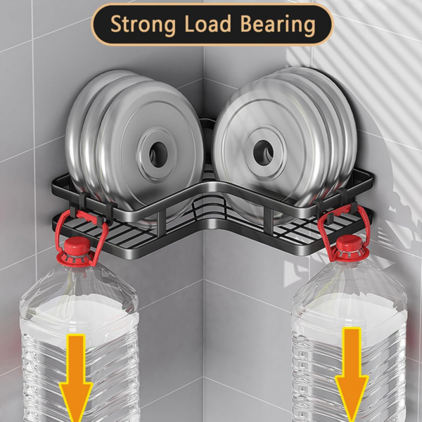 Shower Caddy Corner, Bathroom Storage Accessory 5 Pack, Bathroom No Drill Shelf with 4 Hooks, Shower Shelf Storage, Shower Corner Shelves, Shower Bathroom Shelves for Bathroom. - Image 4