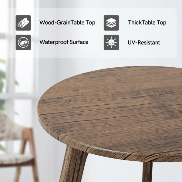 Wooden Round Side Table, 3 Legged Wood End Table for Living Room, Coffee Table Small Elegant Round End Table Walnut - Image 3