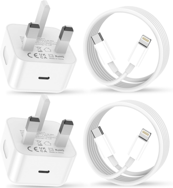 2Pack for iPhone Charger Fast Charge, USB C Charger Plug Adapter and Fast Charger Cable 2M Lead Charging for Apple iPhone 14 13 12 11 Pro Max XS XR X SE 8 7 Plus, for iPad/Pro/Air