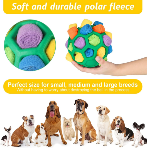 Snuffle Ball for Dogs Toys, Interactive Dog Puzzle Toys Educational Foraging Toy Slow Feeder - Image 4