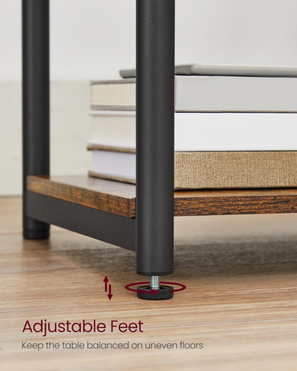 Slim Side Table with Charging Station, Narrow Bedside Table with 2 AC Outlets 2 USB Outlets - Image 2