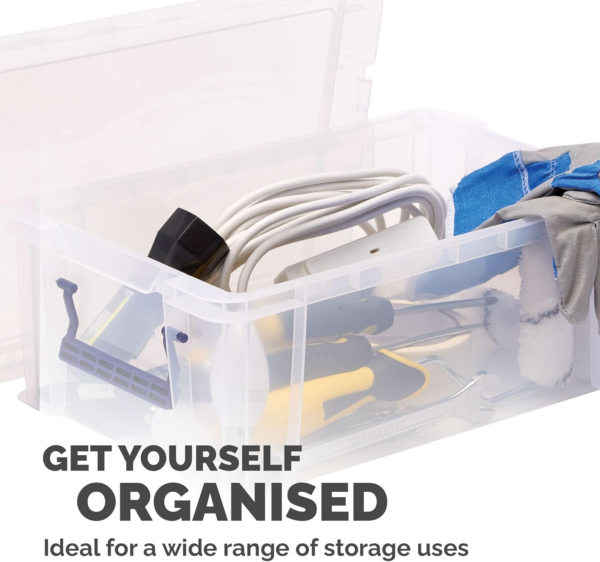 BOX 10L Plastic Storage Boxes with Lids. ProStore Super Strong Plastic Storage Boxes (14 x 34 x 21.5cm), - Image 3