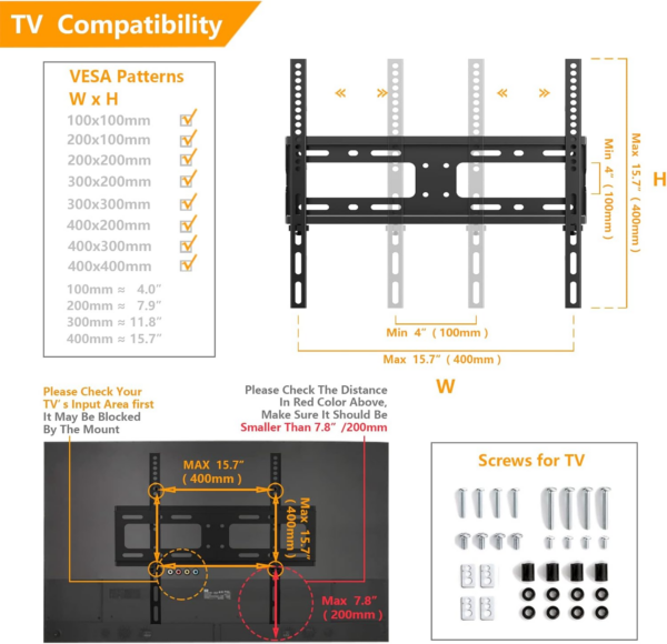 Universal Table Top TV Stand - Swivel TV Stand Base for 26-55 inch LCD/LED/OLED/Plasma TVs with Bracket Height Adjustable Max. - Image 2