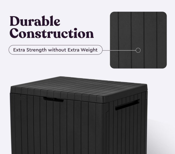 30 Gallon Resin Outdoor Storage Box and Patio Furniture Side Table for Pool and Garden Accessories, Dark Grey - Image 2