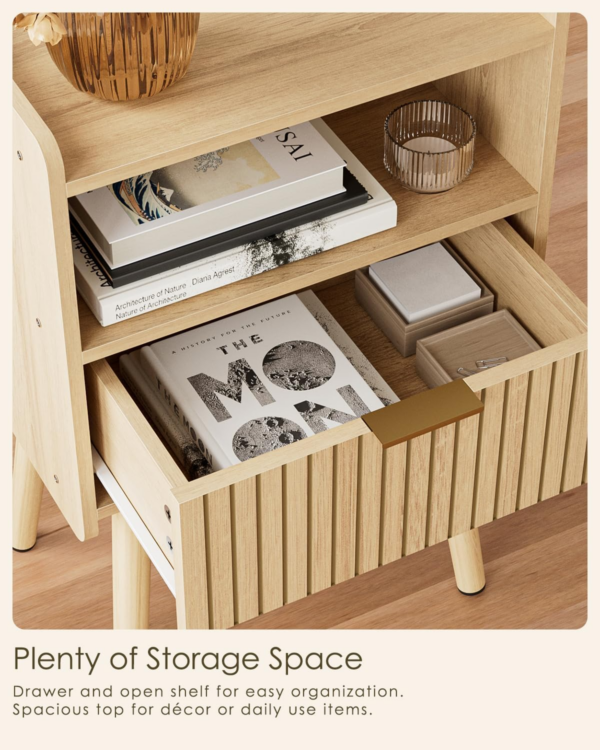 Bedside Table,Modern Night Stand Wood Nightstand with Storage Drawer Side End Table for Bedroom,Living Room,Office,Oak - Image 5