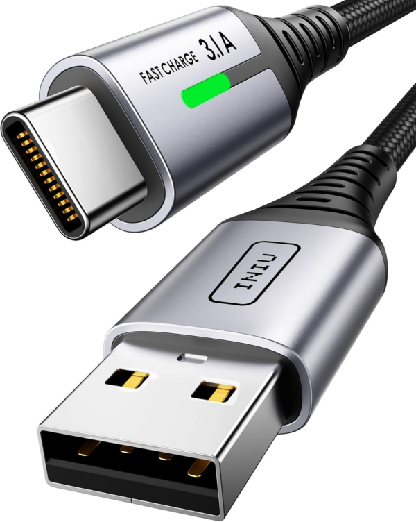 USB C Charger Cable 2m 3.1A Type C Cable Fast Charging, Braided USB A to USB-C Phone Charger Cable USBC for iPhone 16 15 Pro, Samsung Galaxy S24 S23 Ultra, Pixel 9, iPad Air, Switch, Steam etc.