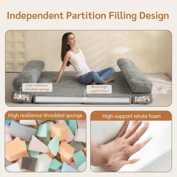 Bean Bag Bed Folding Sofa Bed Floor Mattress for Adults - Image 4