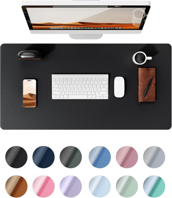 Leather Desk Mat, Large Mouse Mat, Non-Slip Desk Pad, Waterproof PU Leather Table Protector Writing Pad for Office and Home (60 x 35 cm, Black) - Image 7