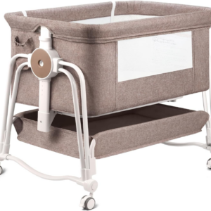 4 In 1 Baby Crib, Baby Next to Me Crib, 7 Level Adjustable Bedside Crib, Portable Bed for Baby with Wheels