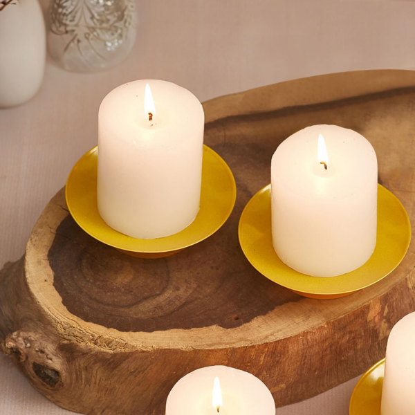 Plate Holders Set of 2 Gold Pillar Candle Holder Metal Candle Holder Modern Candle Holders for Pillar Candles Living Room Table Centerpiece Iron Candle Stand for Valentines Decorations - Image 2