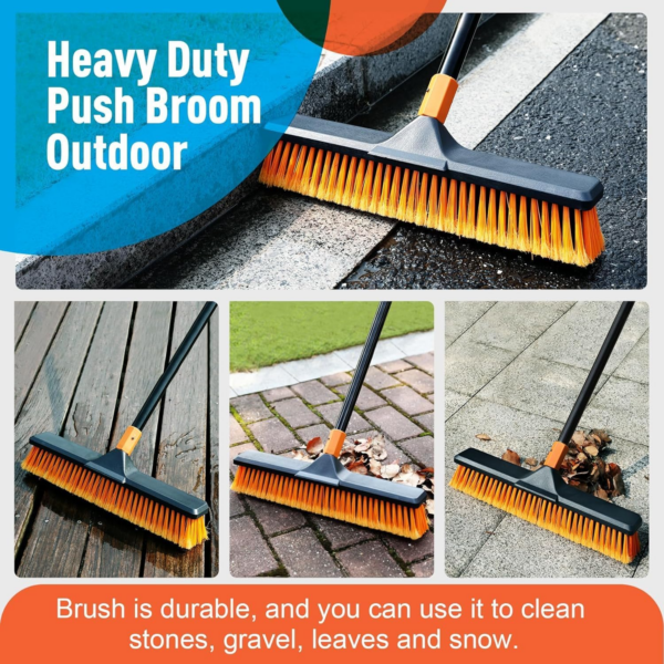 Garden Broom, Yard Brush Heavy Duty Outdoor 2-1,166cm, suitable for Schools, Factories, Gardens, Broom Outdoor,Sweeping Brush(Orange black) - Image 4