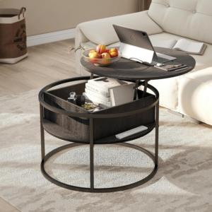 Round Coffee Table,Lift Top Coffee Table,Coffee Tables for Living Room,Wooden Coffee Table with Hidden Storage & Lift Up Top
