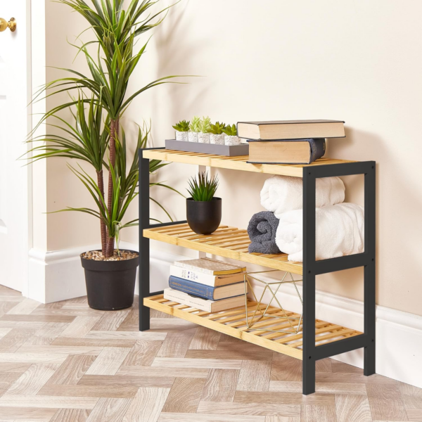 3 Tier Natural Bamboo Shoe Rack Easy Assembly & Strong Design Stand Shelf Organiser - Image 6