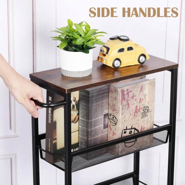 4-Tier Storage Trolley Cart, Slim Storage Trolley, Narrow Storage Unit, Rolling Cart Storage Organizer on Wheels - Image 2