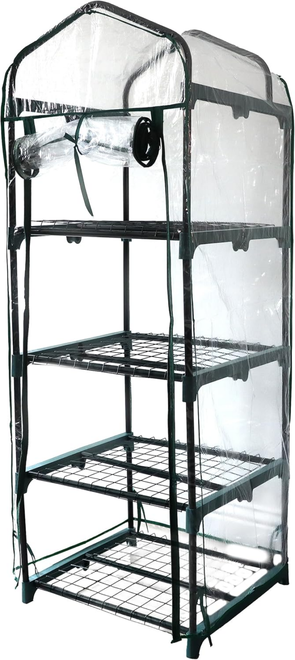 4 Tier Greenhouse for Indoor & Outdoor Use | Durable Steel Frame | Clear PVC Cover | Ideal for Growing Vegetables, Flowers, Herbs, and Seedlings