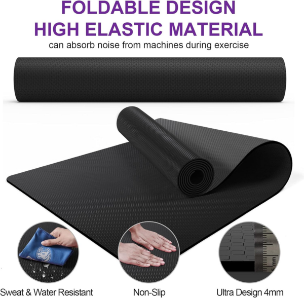 Treadmill Mat, Exercise Equipment Mat Heavy-Duty Protective Floor Mat for Under Stationary Bike, Spin Bike, Fitness Equipment, 180cm x 75cm, Black - Image 4