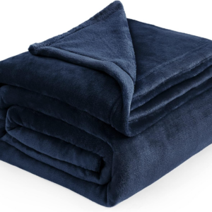 Fleece Blanket King Size for Bed - Soft Cosy Fluffy Throw Blankets, Warm Large Throws for Audlts, Navy Blue, 270x230 cm