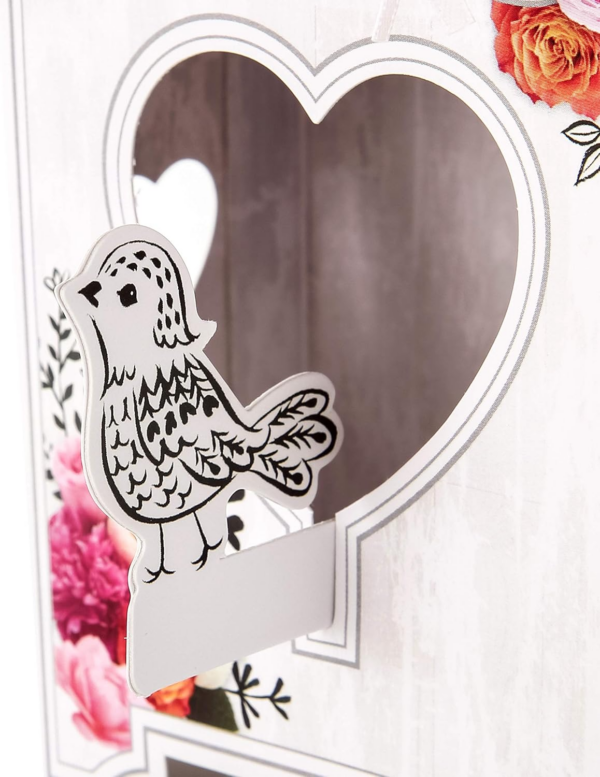 Mothers Day Card, 3D & Pop Up Birdhouse Design, Floral Patterns, Mothers Day Card for Mum, Keepsake, White, Pink - Image 4