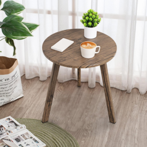 Wooden Round Side Table, 3 Legged Wood End Table for Living Room, Coffee Table Small Elegant Round End Table Walnut