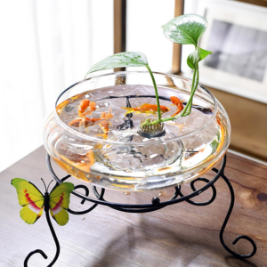 Bowl Planter, 6 Inch Round Lotus Flower Bowl, Clear Water Lily Bowl, Decorative Glass Bowl for Flower Succulent Hydroponic Plant Fish Home Decor