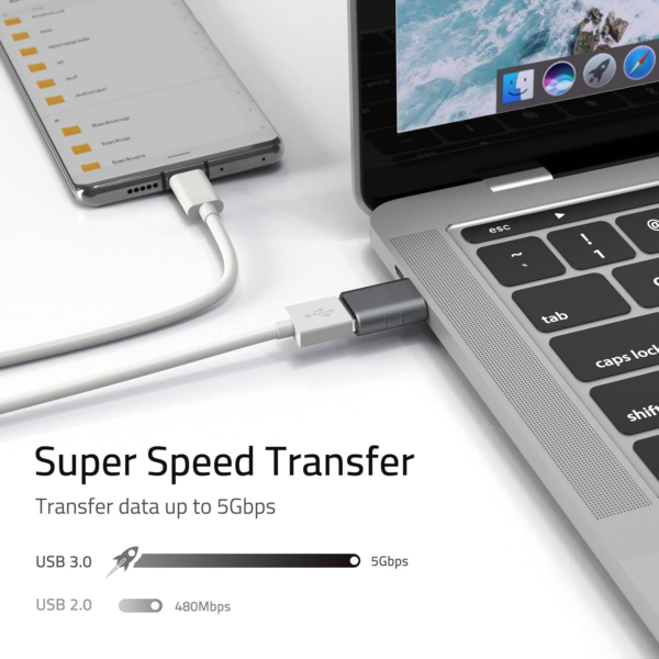 USB C to USB Adapter(2 Pack), USB-C Male to USB3.0 Female Adapter Compatible with MacBook Pro after 2016, MacBook Air after 2018, Mac Mini, Dell XPS and More Type C or Thunderbolt 3 Devices - Image 4