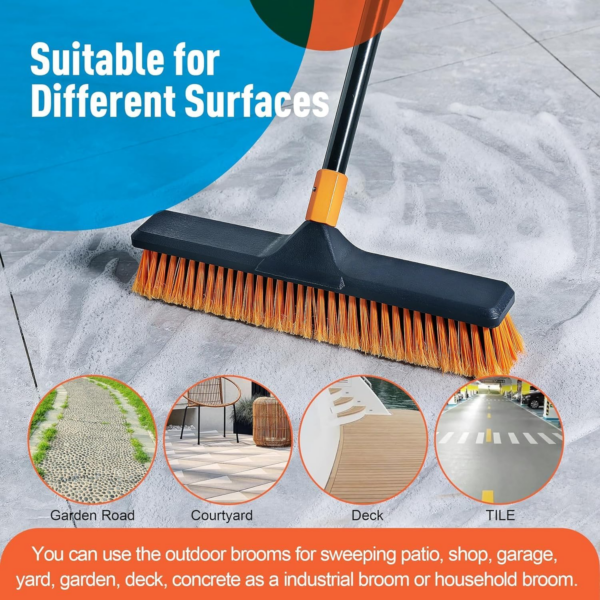 Garden Broom, Yard Brush Heavy Duty Outdoor 2-1,166cm, suitable for Schools, Factories, Gardens, Broom Outdoor,Sweeping Brush(Orange black) - Image 3