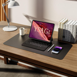 Leather Desk Mat, Large Mouse Mat, Non-Slip Desk Pad, Waterproof PU Leather Table Protector Writing Pad for Office and Home (60 x 35 cm, Black)