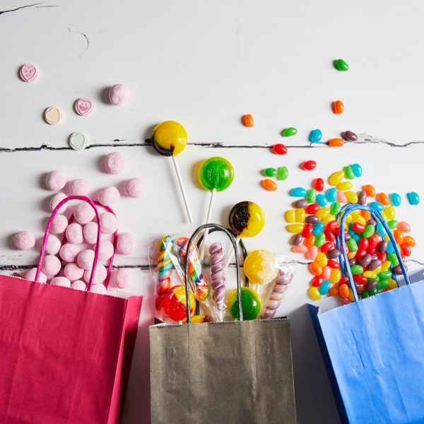 10 Rainbow Small Paper Party Bags, Gift, Crafts & Sweet Bags with Twist Handles - Image 3