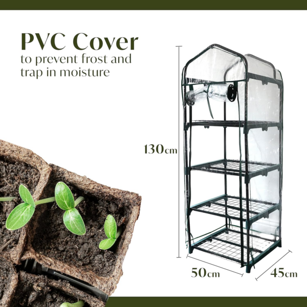 4 Tier Greenhouse for Indoor & Outdoor Use | Durable Steel Frame | Clear PVC Cover | Ideal for Growing Vegetables, Flowers, Herbs, and Seedlings - Image 2