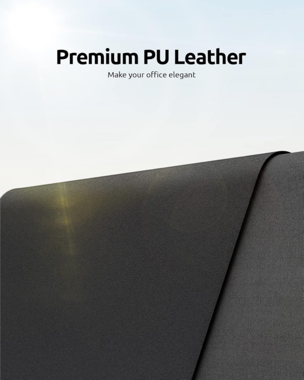 Leather Desk Mat, Large Mouse Mat, Non-Slip Desk Pad, Waterproof PU Leather Table Protector Writing Pad for Office and Home (60 x 35 cm, Black) - Image 5