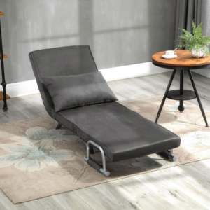 Single Chair Bed, Click Clack Convertible Bed Settee, Modern Velvet Feel Fabric Lounge Couch with Cushion for Living Room