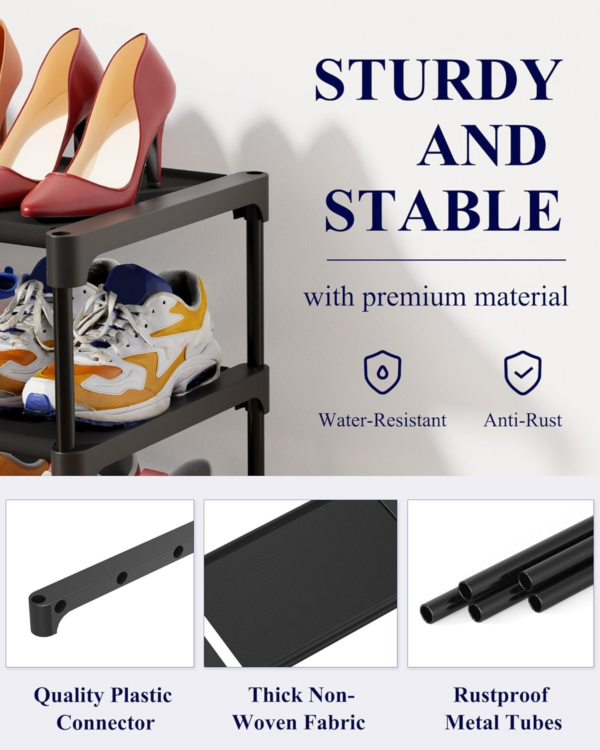 Shoe Rack - Premium Non-Woven Shoe Rack Shelf, Shoe Organizer for Closet, Entryway, Garage & Corridor, Sturdy & Durable Long Stackable Shoe Shelves - Image 5