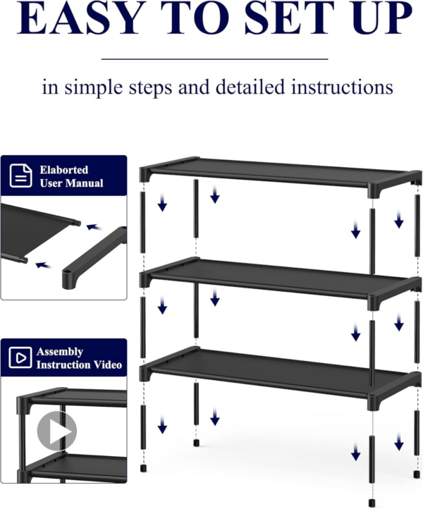 Shoe Rack - Premium Non-Woven Shoe Rack Shelf, Shoe Organizer for Closet, Entryway, Garage & Corridor, Sturdy & Durable Long Stackable Shoe Shelves - Image 4