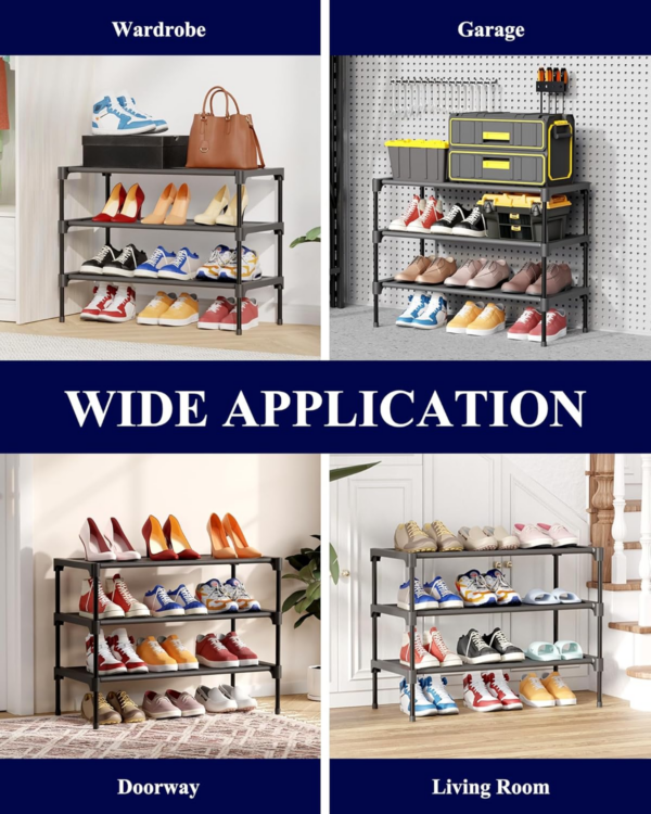 Shoe Rack - Premium Non-Woven Shoe Rack Shelf, Shoe Organizer for Closet, Entryway, Garage & Corridor, Sturdy & Durable Long Stackable Shoe Shelves - Image 2