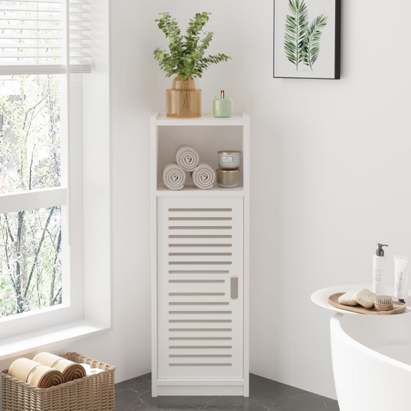 3 Tier Bathroom Floor Cabinet, White Storage Cabinet with Door, Free Standing Shelf Unit for Bathroom, Living Room, Bedroom, Kitchen, Balcony or Office - Image 5