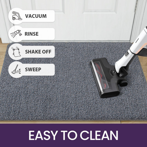 Dirt Trapper Door Mat, Non-slip Barrier Mats for Indoor, Super Absorbent Entrance Rug Machine Washable Soft Floor Carpet, Grey-Blue, 60 x 90 cm - Image 2
