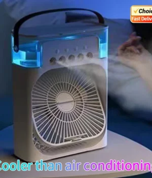 3-in-1 Mini Air Cooler Fan – LED Light & Humidifier