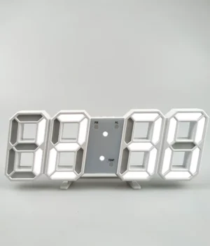 3D LED Digital Alarm Clock – Wall & Desk, Temp Display