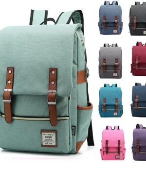 Vintage Canvas Laptop Backpack – 16-Inch, Retro