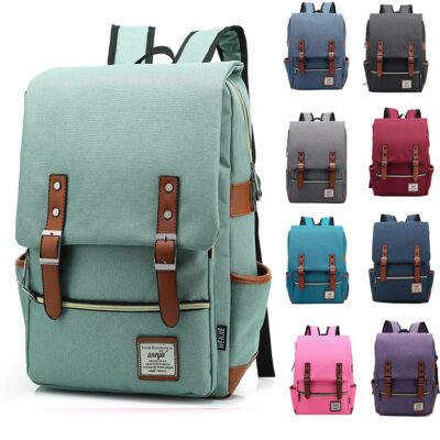 Vintage 16″ Canvas Laptop Backpack – Retro Travel, School & Casual Bag for Men, Women & Teens