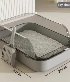 Semi-Enclosed Cat Litter Box – Splash proof Toilet Tray