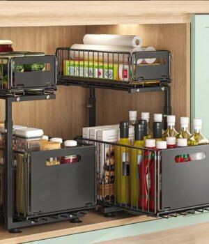 2-Tier Pull-Out Under Sink Organizer – Adjustable